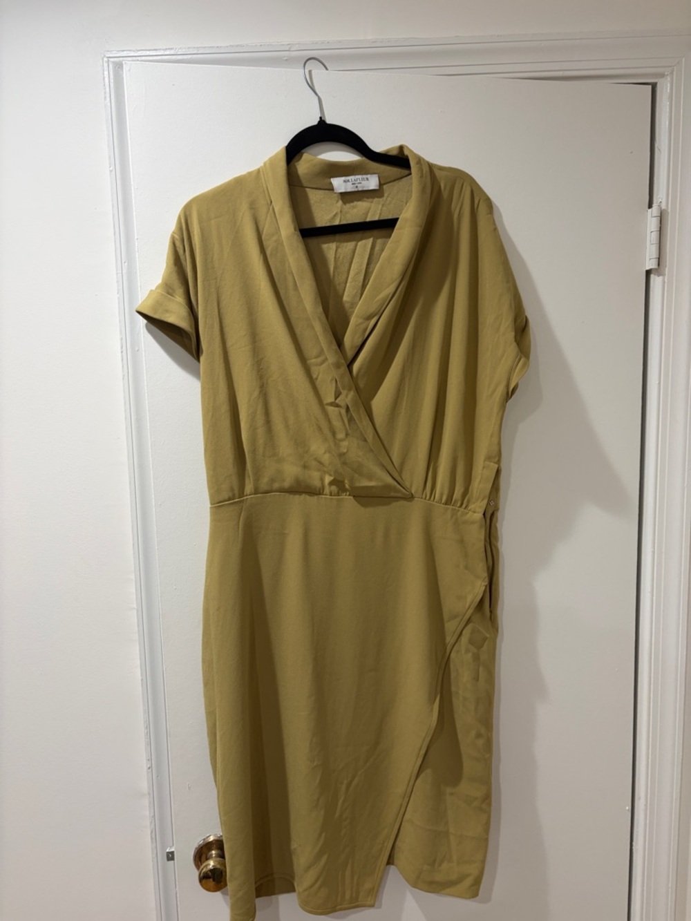 MM Lafleur Wrap-Style Midi Dress in Mustard